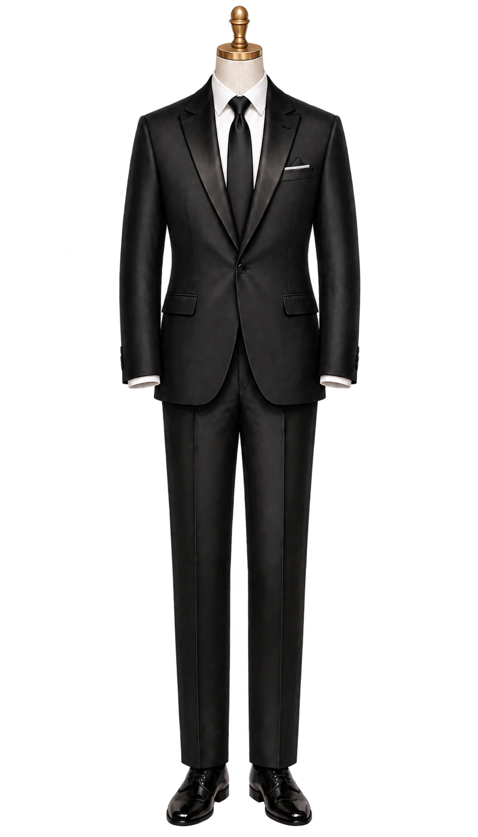 Traje negro formal con corbata