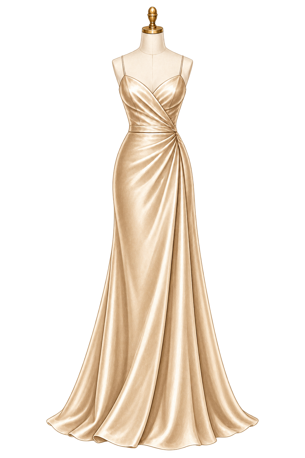 Vestido largo formal color champagne
